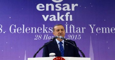 President Recep Tayyip Erdoğan giving a speech at the Ensar Foundation which has been the target of child abuse allegations
